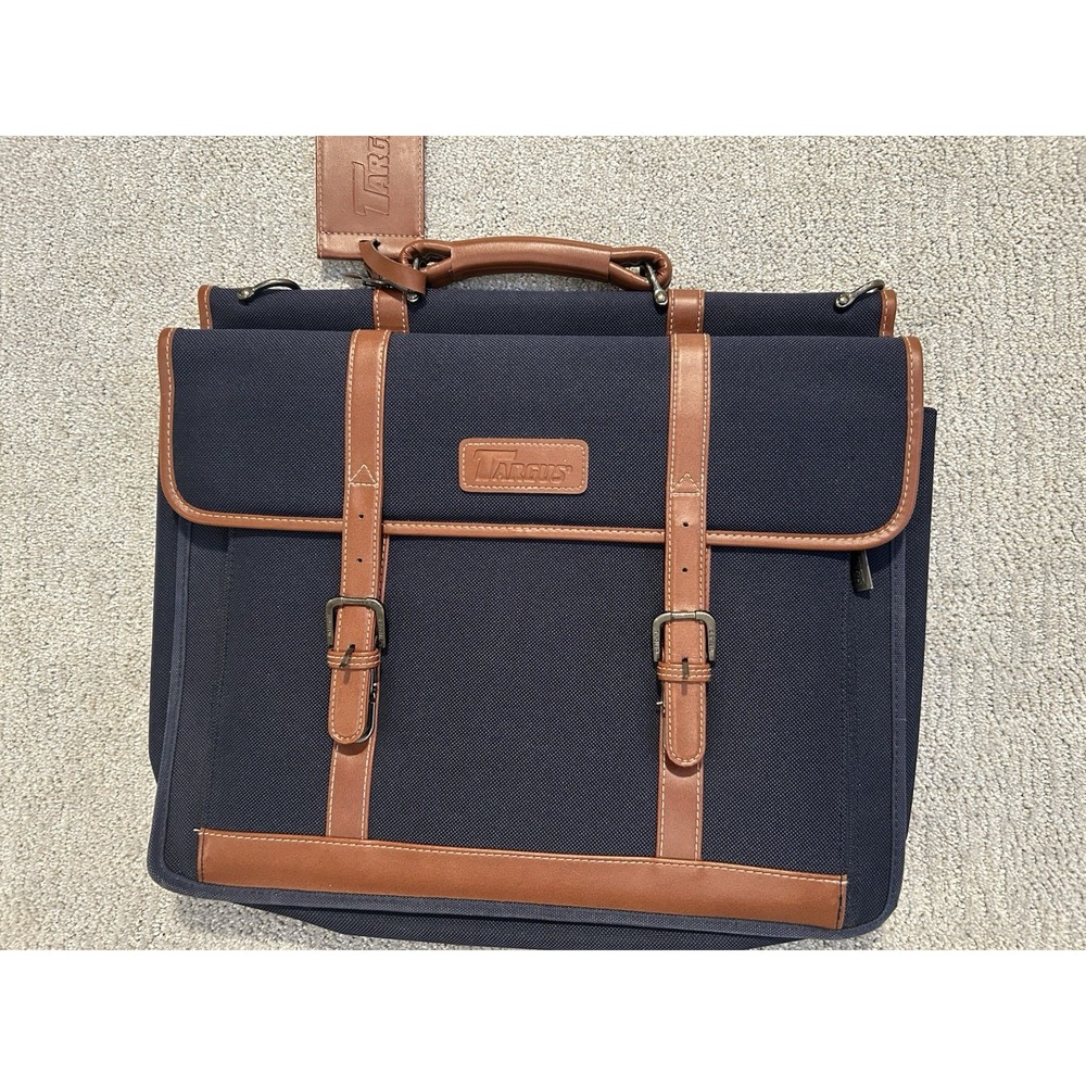 NWOT Retro Targus Laptop bag Vintage Leather Cloth Blue Brown - No Strap